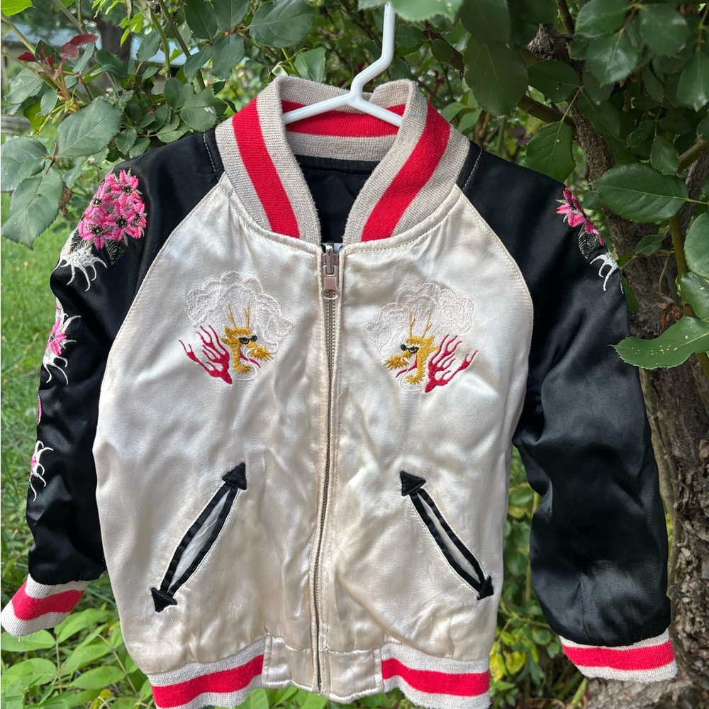 Yoshie’s Kid’s Embroidered Satin Bomber Jacket kids size 4
